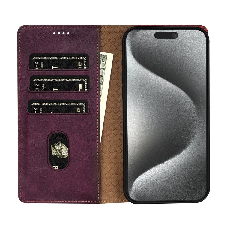 N.BEKUS CSJ-001 For iPhone 16 Pro Wallet Case PU Leather Cover with Stand