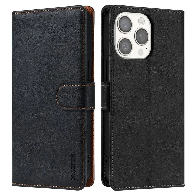N.BEKUS CSJ-001 For iPhone 16 Pro Wallet Case PU Leather Cover with Stand