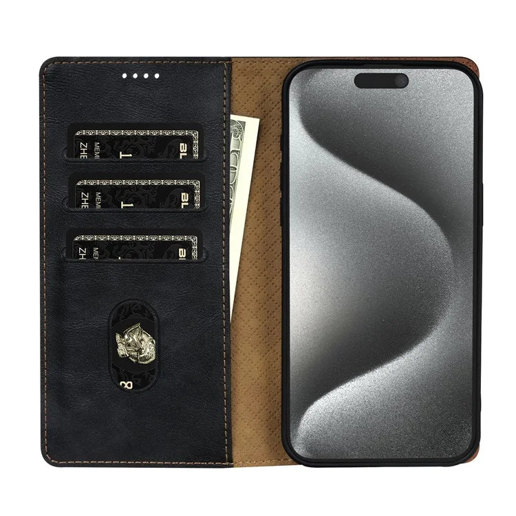 N.BEKUS CSJ-001 For iPhone 16 Pro Wallet Case PU Leather Cover with Stand
