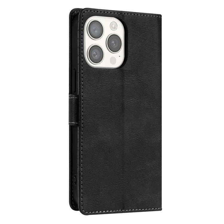 N.BEKUS CSJ-001 For iPhone 16 Pro Wallet Case PU Leather Cover with Stand