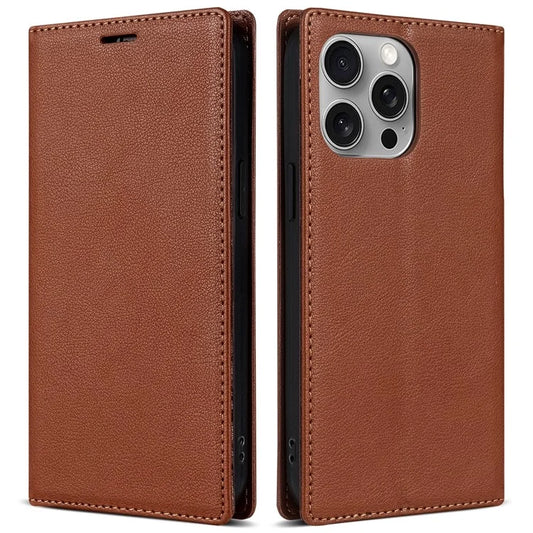 BKS-001 For iPhone 16 Pro Max Case PU Leather Phone Cover Magnetic Closure