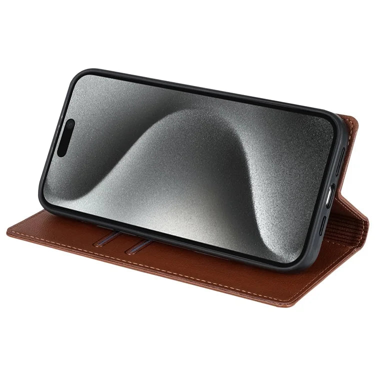 BKS-001 For iPhone 16 Pro Max Case PU Leather Phone Cover Magnetic Closure