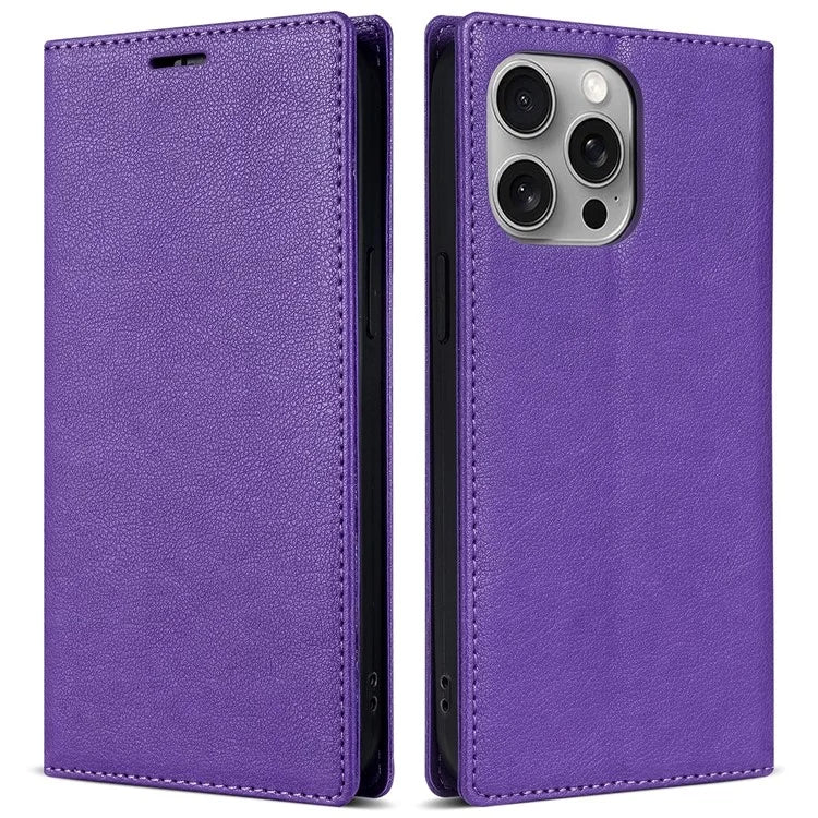 BKS-001 For iPhone 16 Pro Max Case PU Leather Phone Cover Magnetic Closure