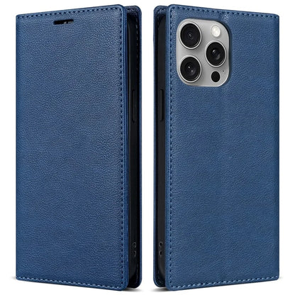 BKS-001 For iPhone 16 Pro Max Case PU Leather Phone Cover Magnetic Closure