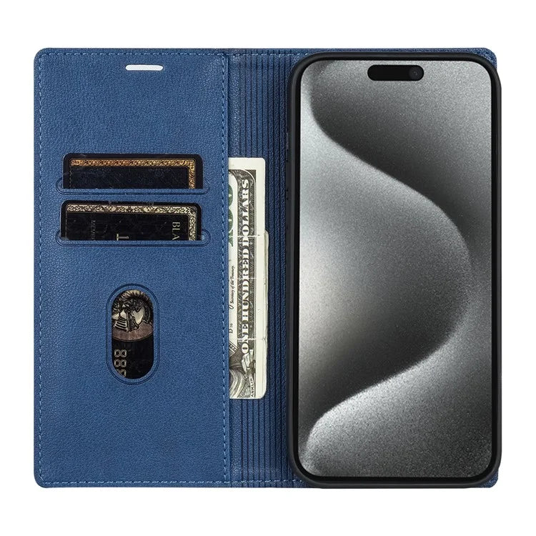 BKS-001 For iPhone 16 Pro Max Case PU Leather Phone Cover Magnetic Closure
