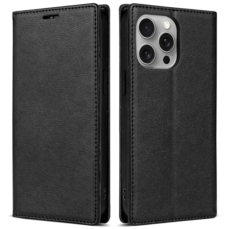 BKS-001 For iPhone 16 Pro Max Case PU Leather Phone Cover Magnetic Closure