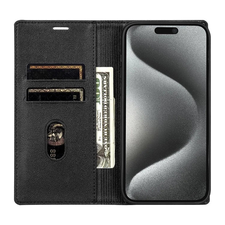 BKS-001 For iPhone 16 Pro Max Case PU Leather Phone Cover Magnetic Closure