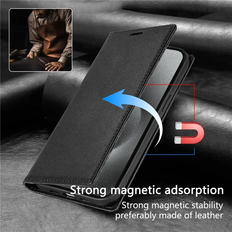 BKS-001 For iPhone 16 Pro Max Case PU Leather Phone Cover Magnetic Closure
