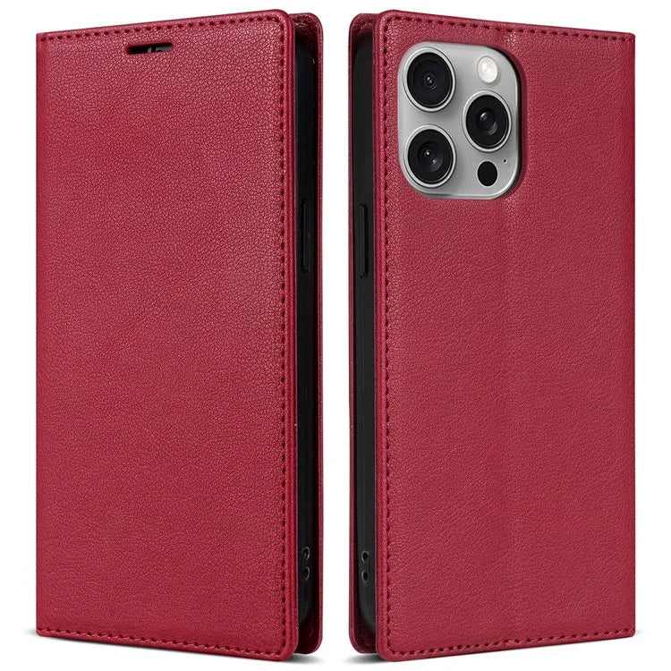 BKS-001 For iPhone 16 Pro Max Case PU Leather Phone Cover Magnetic Closure