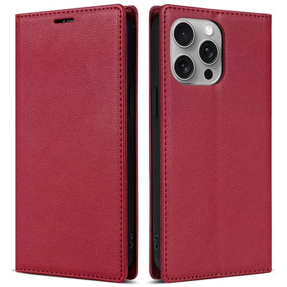 BKS-001 For iPhone 16 Pro Max Case PU Leather Phone Cover Magnetic Closure