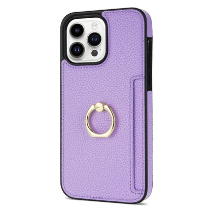 For iPhone 16 Pro Max Kickstand Case PU+TPU Card Holder Phone Cover