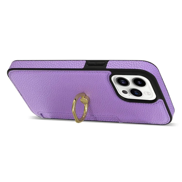 For iPhone 16 Pro Max Kickstand Case PU+TPU Card Holder Phone Cover