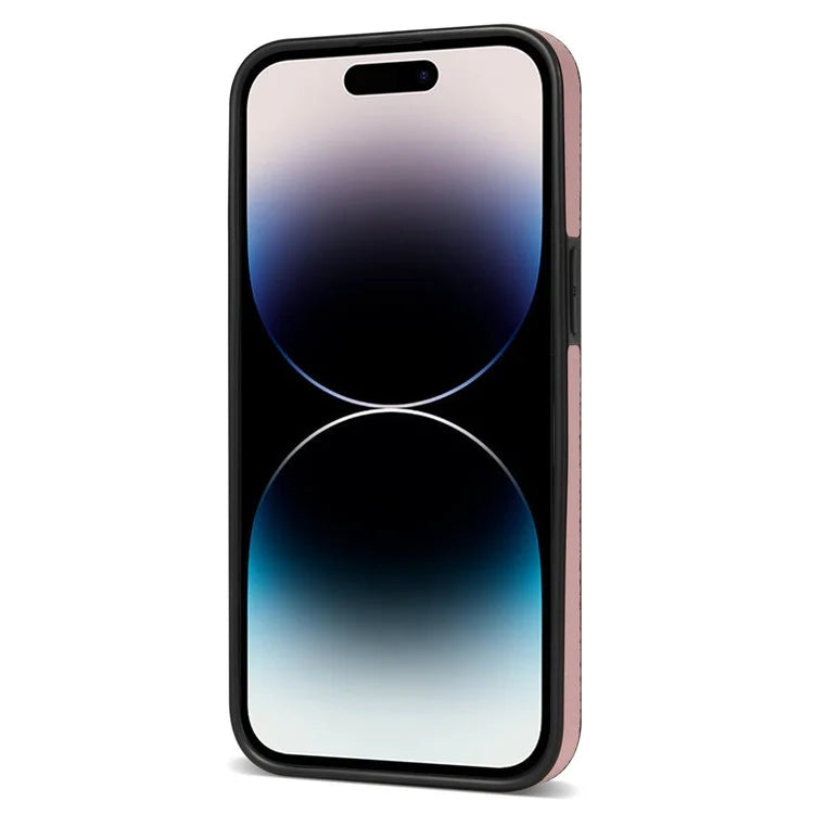 For iPhone 16 Pro Max Kickstand Case PU+TPU Card Holder Phone Cover