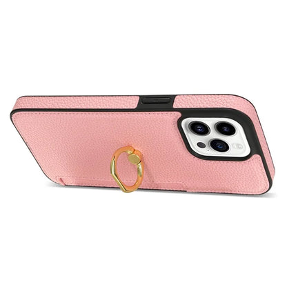 For iPhone 16 Pro Max Kickstand Case PU+TPU Card Holder Phone Cover