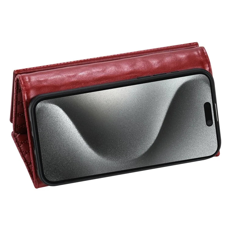 BKS-002 For iPhone 16 Pro Max Stand Case PU Leather Wallet Purse Phone Cover with Shoulder Strap