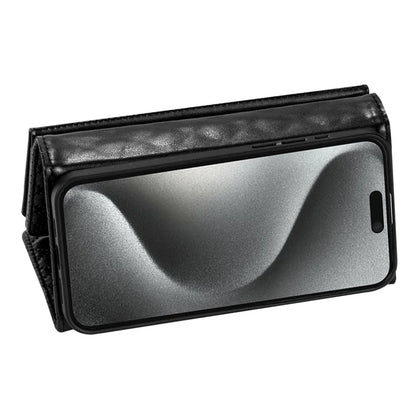 BKS-002 For iPhone 16 Pro Max Stand Case PU Leather Wallet Purse Phone Cover with Shoulder Strap