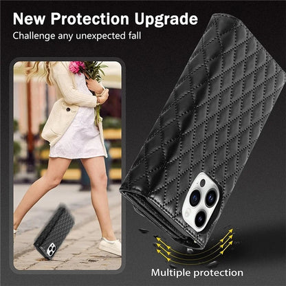 BKS-002 For iPhone 16 Pro Max Stand Case PU Leather Wallet Purse Phone Cover with Shoulder Strap