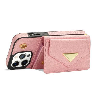 For iPhone 16 Pro Max Case Card Slots PU+TPU Cell Phone Cover with Long Strap