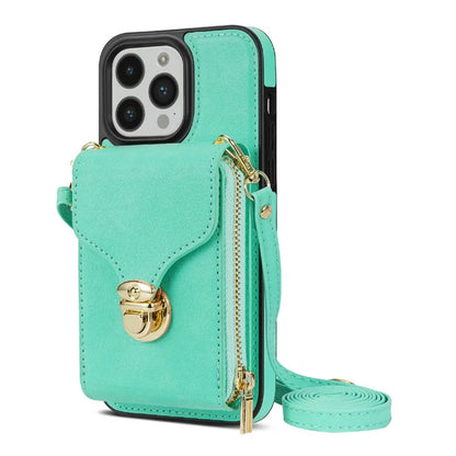 For iPhone 16 Pro Max Wallet Case Card Slots PU+TPU Phone Cover with Strap