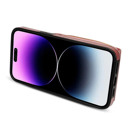 For iPhone 16 Pro Max Wallet Case Card Slots PU+TPU Phone Cover with Strap