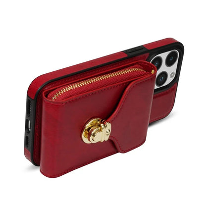 For iPhone 16 Pro Max Wallet Case Card Slots PU+TPU Phone Cover with Strap