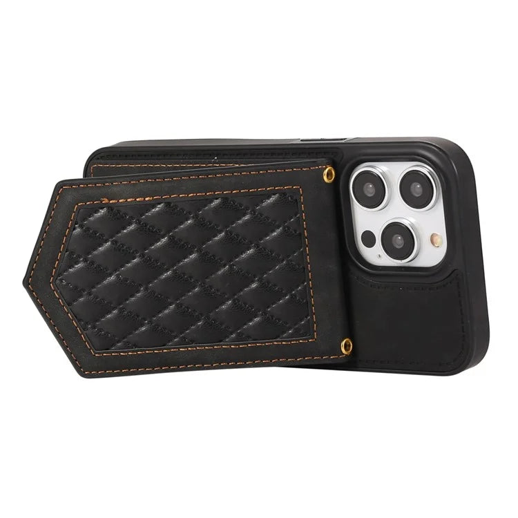 For iPhone 16 Pro Cover TPU Leather Phone Case RFID Blocking Hidden Mirror
