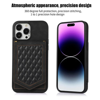 For iPhone 16 Pro Cover TPU Leather Phone Case RFID Blocking Hidden Mirror