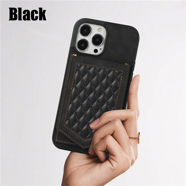 For iPhone 16 Pro Cover TPU Leather Phone Case RFID Blocking Hidden Mirror