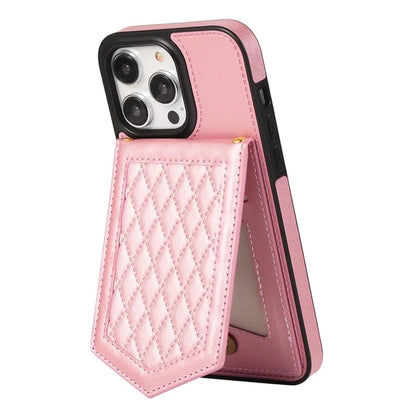 For iPhone 16 Pro Cover TPU Leather Phone Case RFID Blocking Hidden Mirror