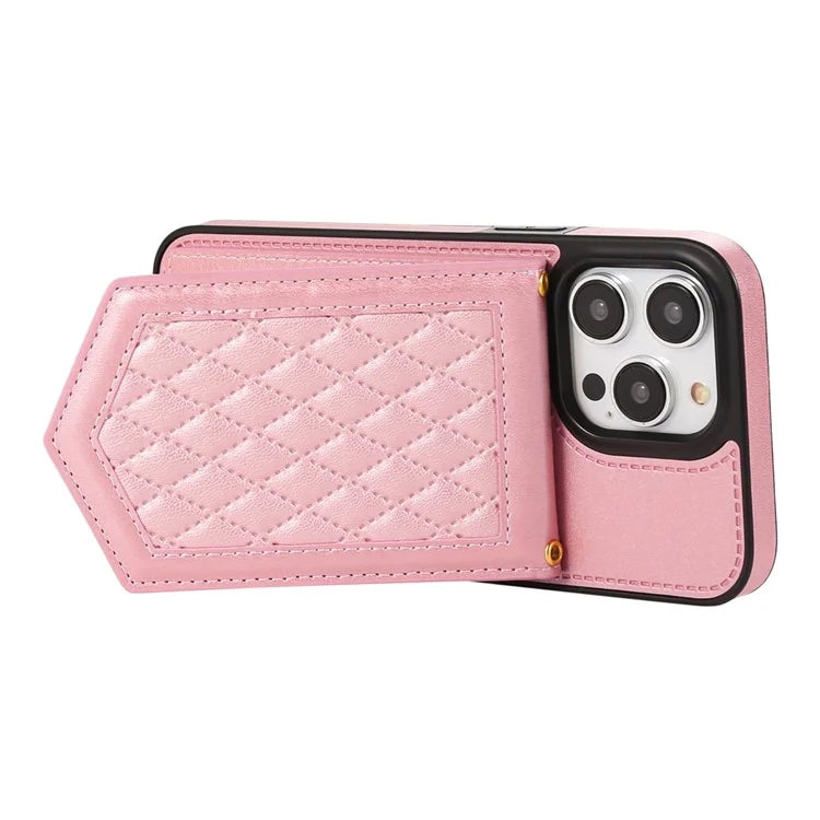 For iPhone 16 Pro Cover TPU Leather Phone Case RFID Blocking Hidden Mirror