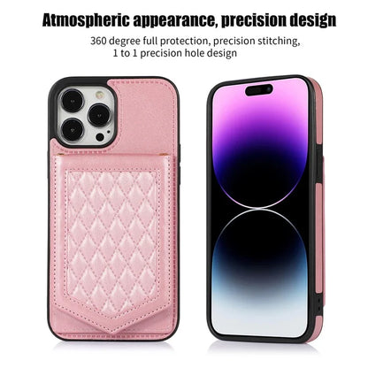 For iPhone 16 Pro Cover TPU Leather Phone Case RFID Blocking Hidden Mirror