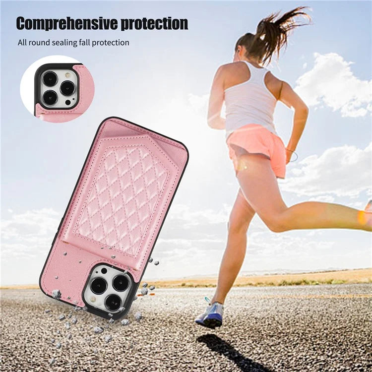 For iPhone 16 Pro Cover TPU Leather Phone Case RFID Blocking Hidden Mirror