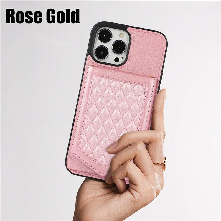 For iPhone 16 Pro Cover TPU Leather Phone Case RFID Blocking Hidden Mirror