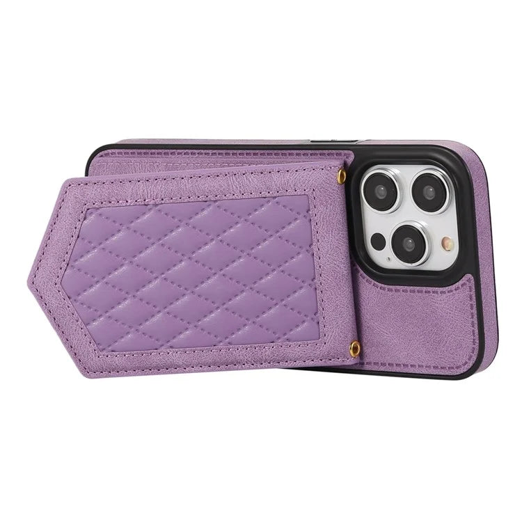 For iPhone 16 Pro Cover TPU Leather Phone Case RFID Blocking Hidden Mirror