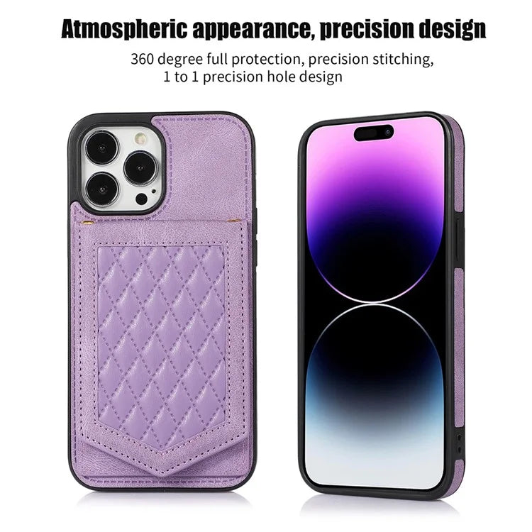 For iPhone 16 Pro Cover TPU Leather Phone Case RFID Blocking Hidden Mirror