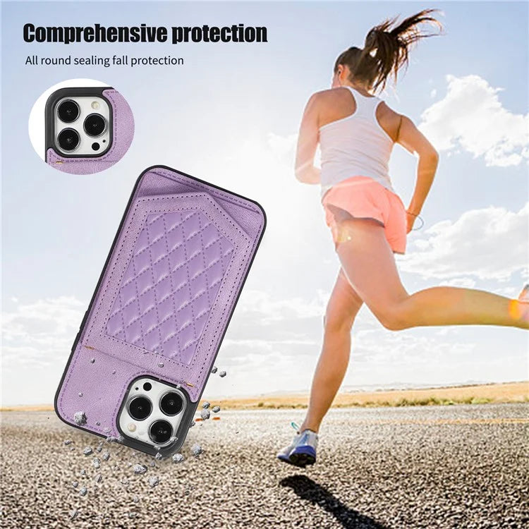 For iPhone 16 Pro Cover TPU Leather Phone Case RFID Blocking Hidden Mirror