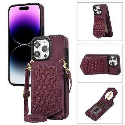 For iPhone 16 Pro Cover TPU Leather Phone Case RFID Blocking Hidden Mirror