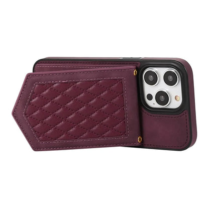 For iPhone 16 Pro Cover TPU Leather Phone Case RFID Blocking Hidden Mirror