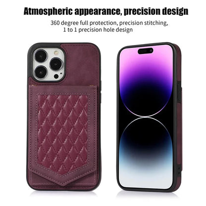 For iPhone 16 Pro Cover TPU Leather Phone Case RFID Blocking Hidden Mirror