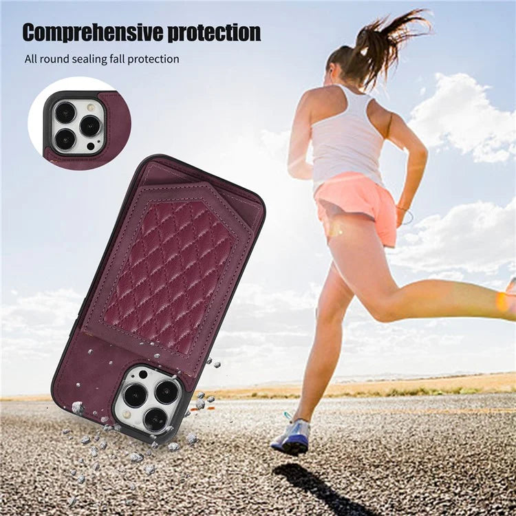 For iPhone 16 Pro Cover TPU Leather Phone Case RFID Blocking Hidden Mirror