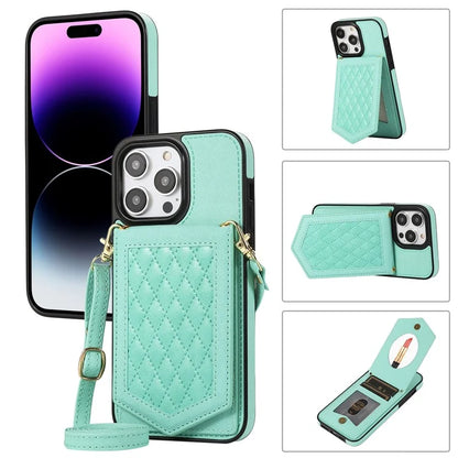 For iPhone 16 Pro Cover TPU Leather Phone Case RFID Blocking Hidden Mirror