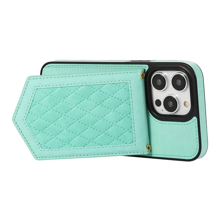 For iPhone 16 Pro Cover TPU Leather Phone Case RFID Blocking Hidden Mirror