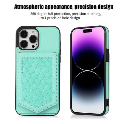 For iPhone 16 Pro Cover TPU Leather Phone Case RFID Blocking Hidden Mirror