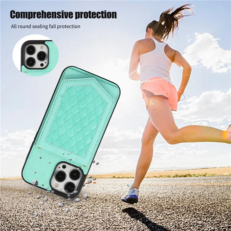 For iPhone 16 Pro Cover TPU Leather Phone Case RFID Blocking Hidden Mirror