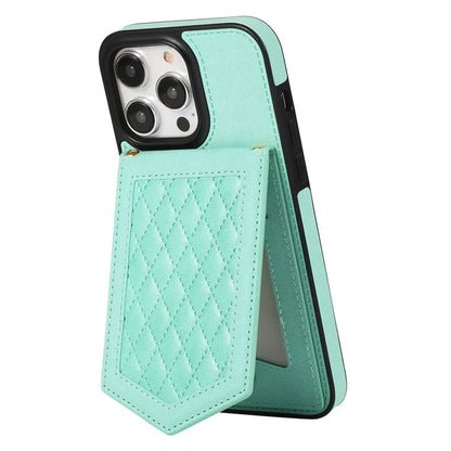 For iPhone 16 Pro Max Case RFID Blocking Hidden Mirror TPU+PU Phone Cover