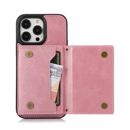 For iPhone 16 Pro Case Wallet RFID Blocking TPU Leather Phone Cover with Lanyard
