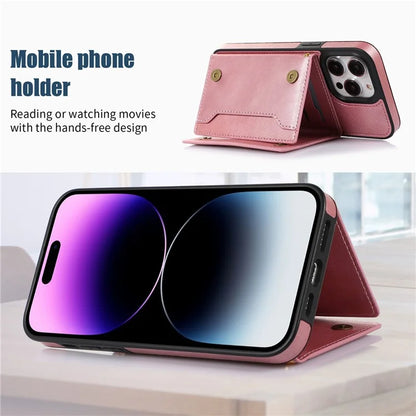 For iPhone 16 Pro Case Wallet RFID Blocking TPU Leather Phone Cover with Lanyard
