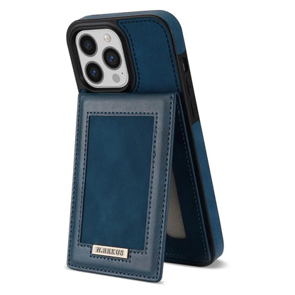 N.BEKUS For iPhone 16 Pro Max Card Slots Case RFID Blocking Leather+TPU Kickstand Phone Cover