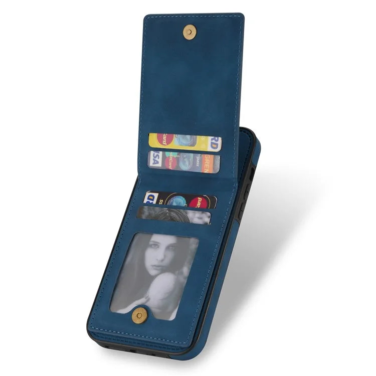N.BEKUS For iPhone 16 Pro Max Card Slots Case RFID Blocking Leather+TPU Kickstand Phone Cover