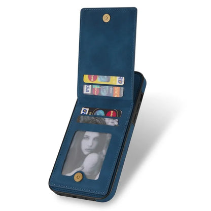 N.BEKUS For iPhone 16 Pro Max Card Slots Case RFID Blocking Leather+TPU Kickstand Phone Cover